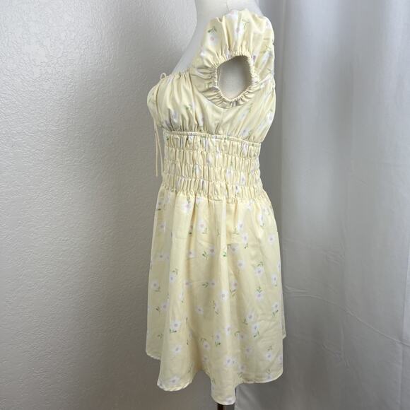 Bella Fiori x Princess Polly Mini Dress Womens 4 Yellow Floral Milkmaid Coquette - Picture 4 of 11